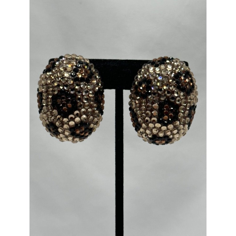 Genuine Australian Chrystal earrings. gold, black and brown